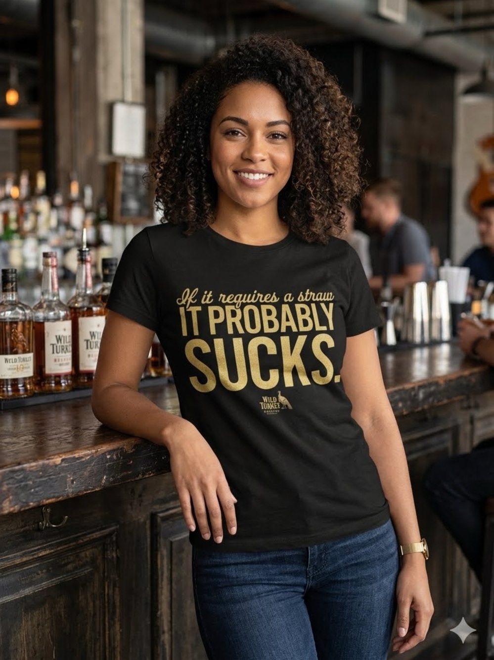 Next Level Apparel Black Short Sleeve Tee with Gold Text